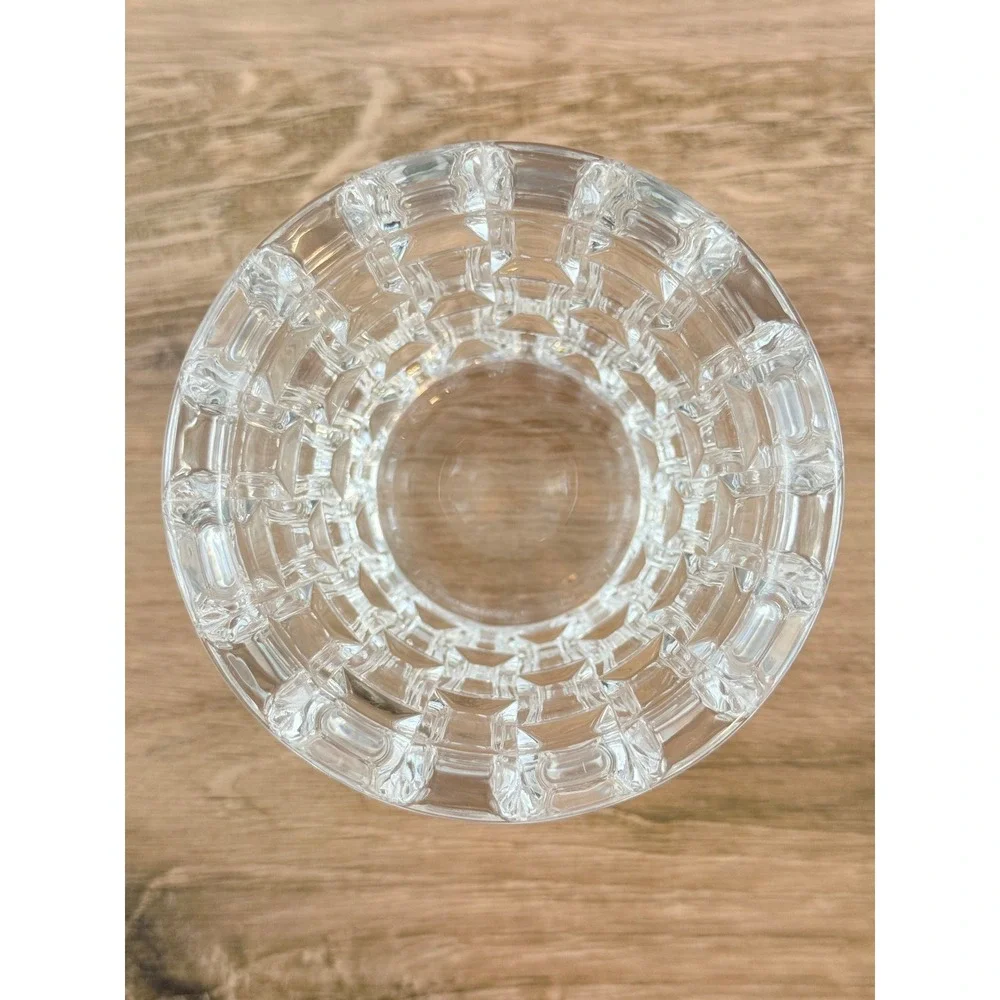 VTG Waterford Cut Crystal Brutalist Geometric Tumbler Candle Holder 4in
